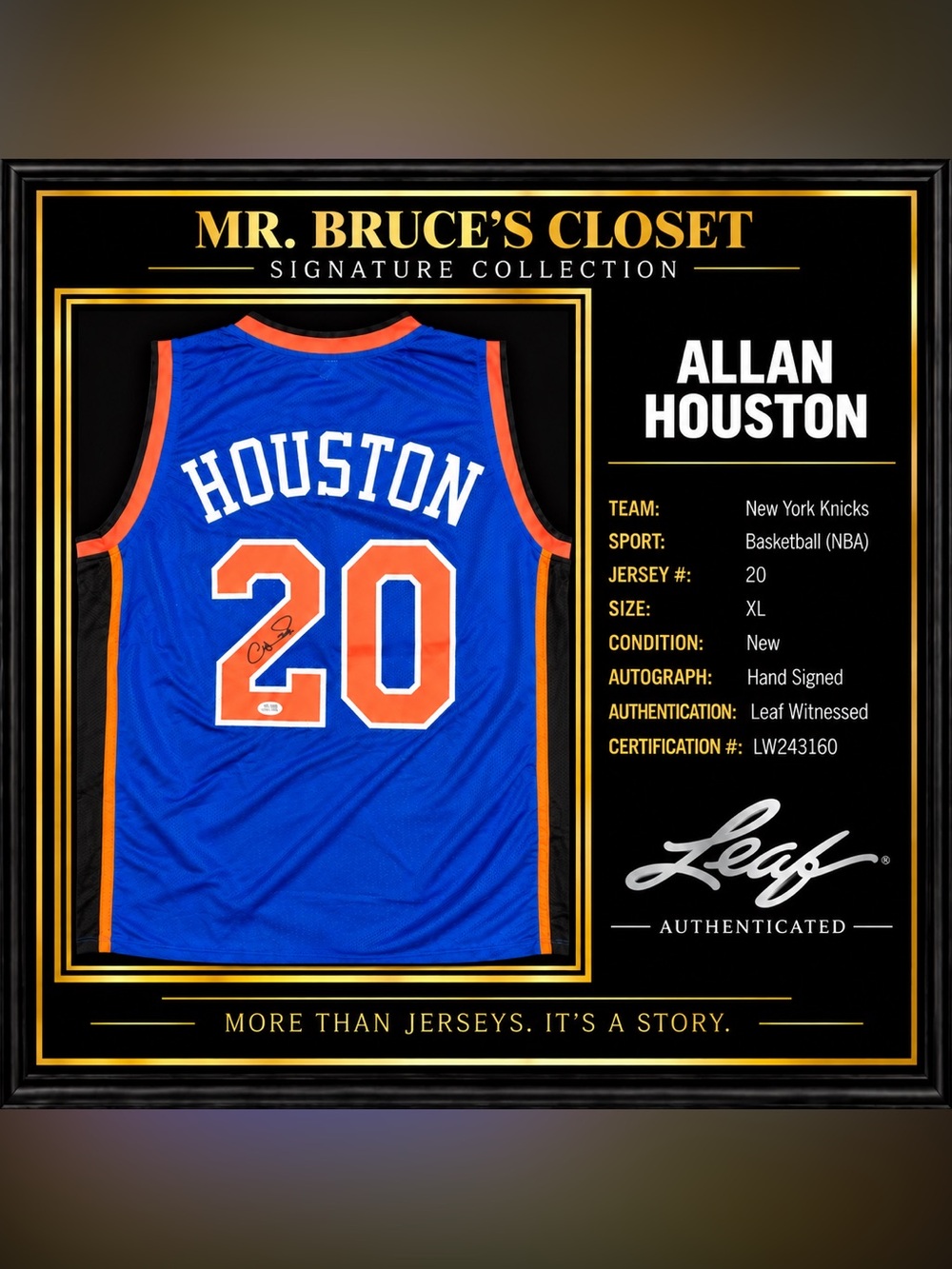 NBA Blue and Orange Autographed Basketball Jersey - Houston #20